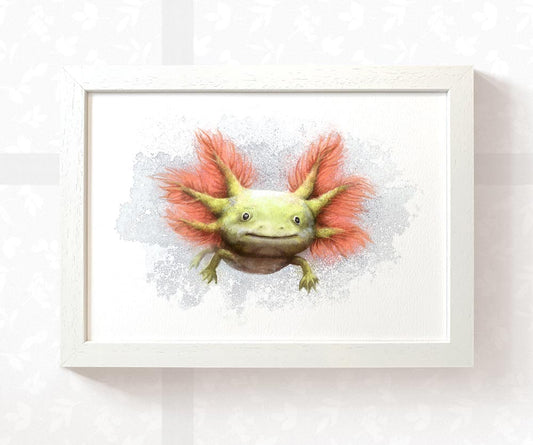 Green Axolotl Nursery Print