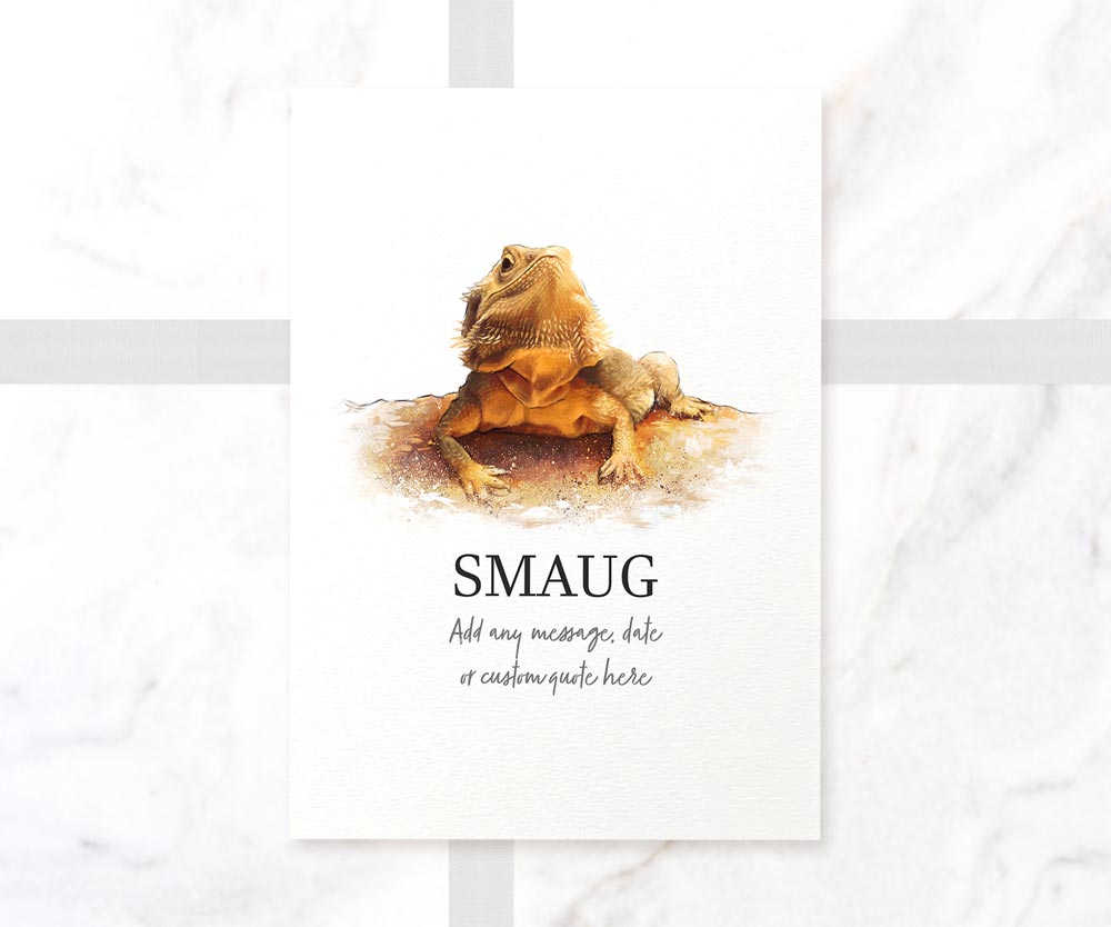 Bearded Dragon Decor Poster New Pet Portrait Memorial Loss Christmas Gift Name Custom Wall Art Print
