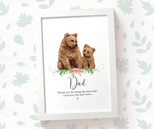Thank You Personalised Name Gift Animal Prints Bear Wall Art Custom Fathers Day Son Grandad Present