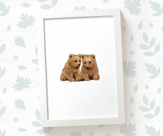 Bears Woodland Animal Nursery Print for Twins