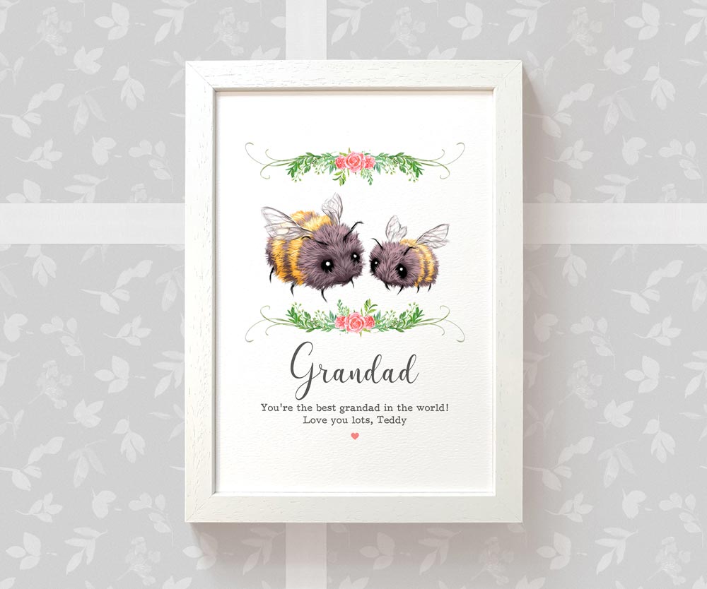 Thank You Personalised Name Gift Animal Prints Bumblebee Wall Art Custom Fathers Day Dad Grandad Present