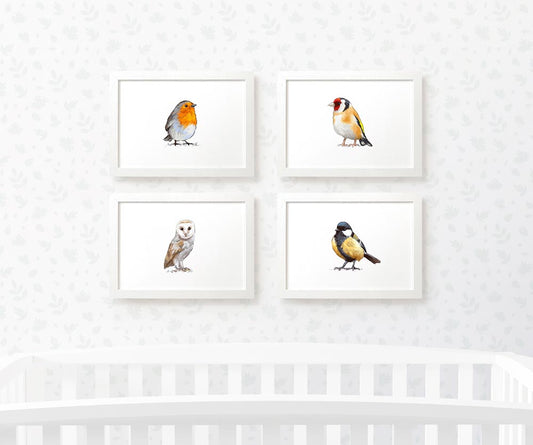 Bird Nursery Prints New Baby Shower Gift Boy Girl Childrens Wall Art Set Playroom Decor UK