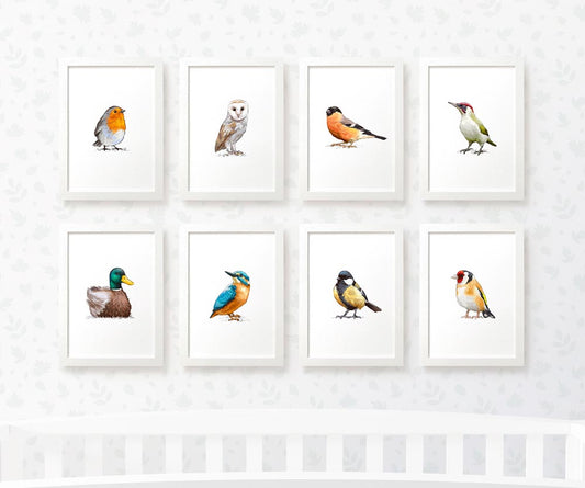 Bird Nursery Prints New Baby Shower Gift Boy Girl Childrens Wall Art Set Playroom Decor UK