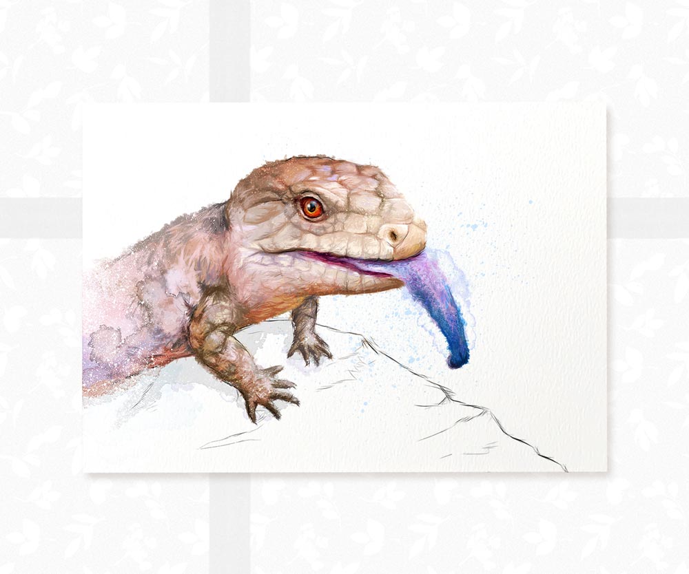 Blue Tongued Skink Reptile Lizard Lover Birthday Gift Ideas Prints Poster Animal Wall Art Vivarium Décor