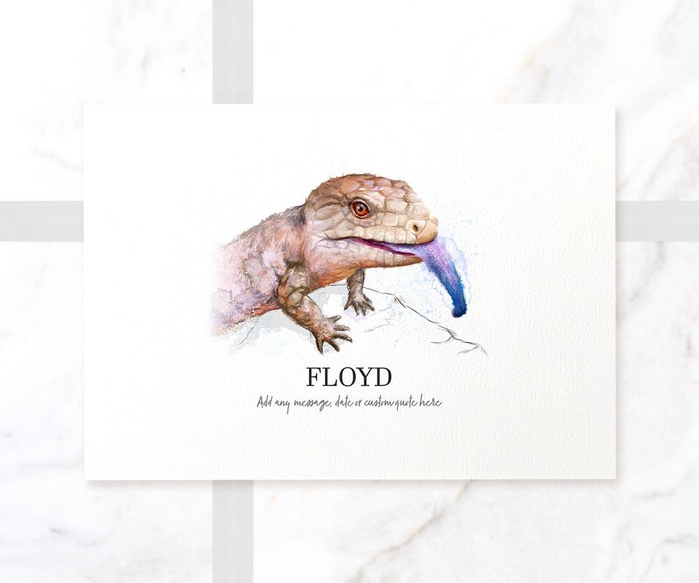 Blue Tongued Skink Decor Poster New Pet Portrait Memorial Loss Christmas Gift Name Custom Wall Art