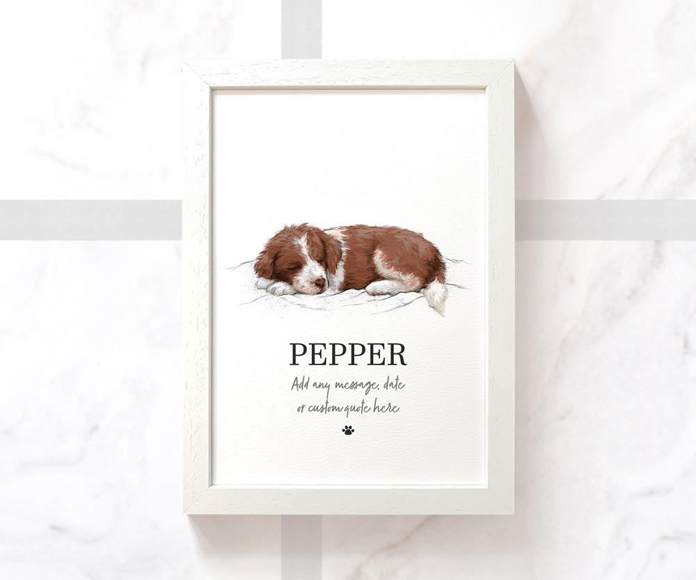 Border Collie Dog Poster Pet Portrait Memorial Loss Birthday Christmas Gift Name Sign Custom Framed Print
