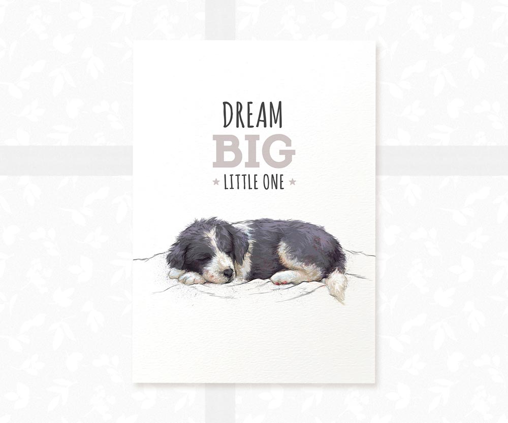 Border Collie Dog  Nursery Print "Dream Big Little One"