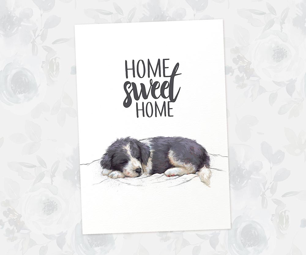 Border Collie Dog Print "Home Sweet Home"