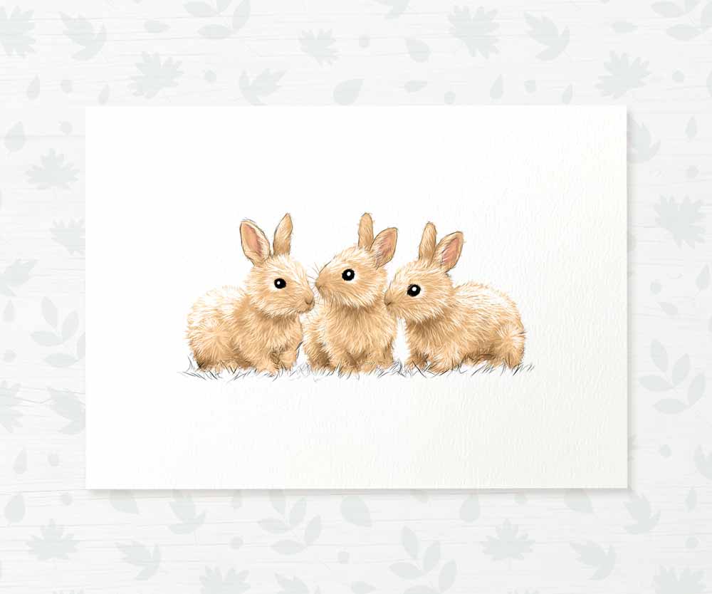 Woodland Nursery Prints Triplet New Baby Shower Gift Ideas Rabbit Animal Wall Art Set Playroom Decor