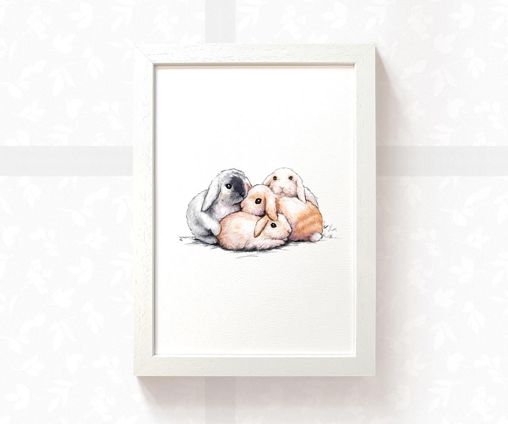 Rabbit Family of Four Print