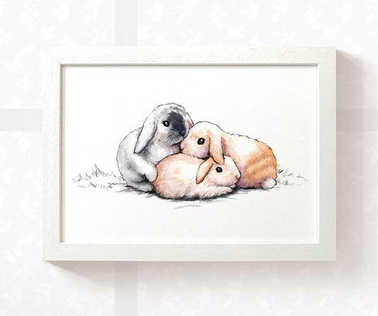 Rabbit Family of Three Print