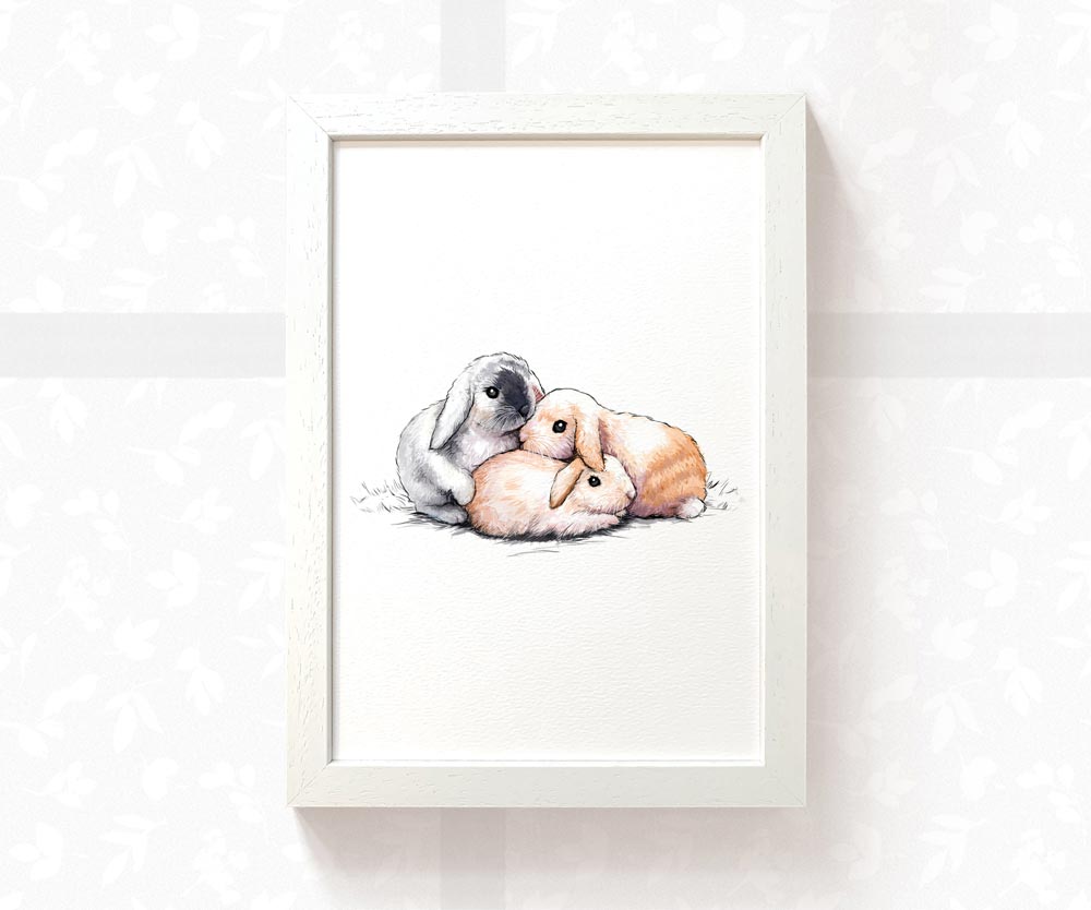 Rabbit Family of Three Print