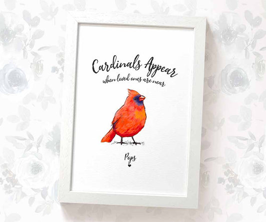 Bird Memorial Name Personalised Parent Loss Gift Prints Cardinals Appear Wall Art Custom Remembrance Mother Father