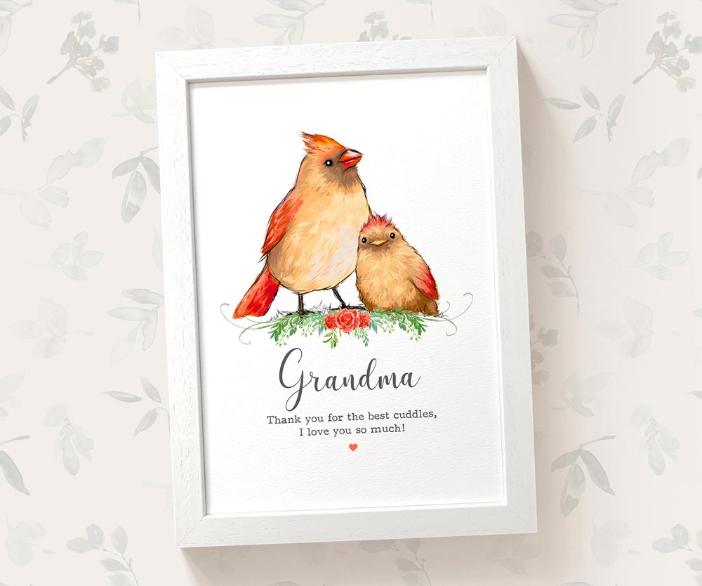 Bird Thank You Personalised Name Gift Prints Cardinal Wall Art Custom Teacher Mum Best Friend Present