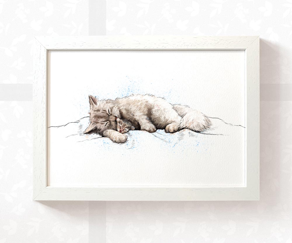 Cat and Kitten Nursery Print