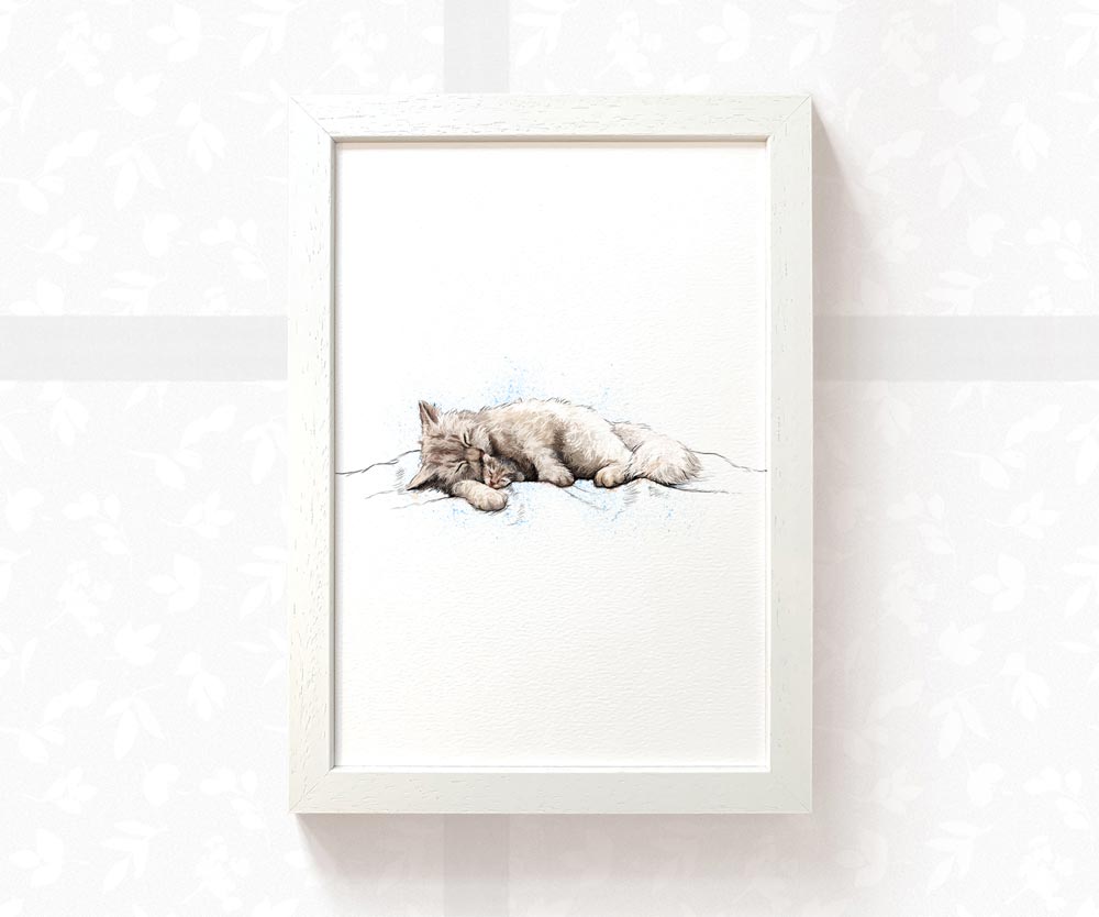 LASS With deals Kitten framed Picture Museum print