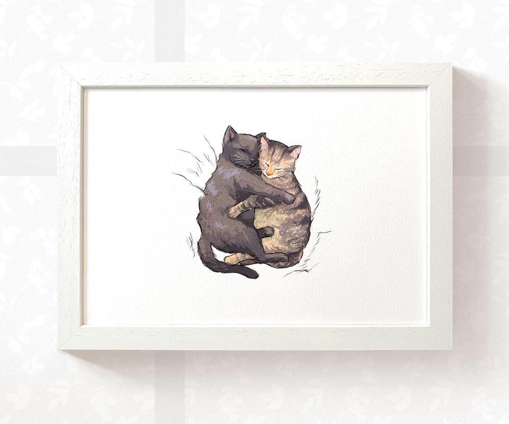 Cuddling Cats Nursery Print