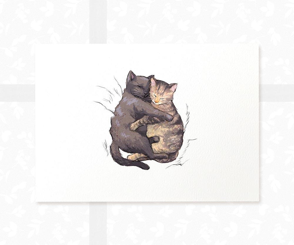 Cuddling Cats Nursery Print