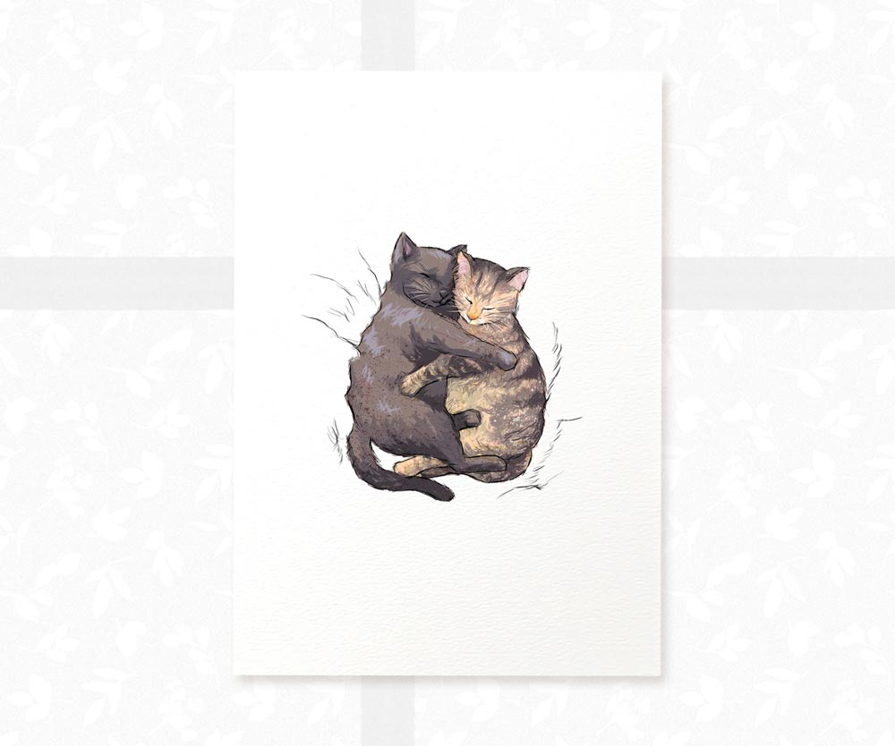 Cuddling Cats Nursery Print