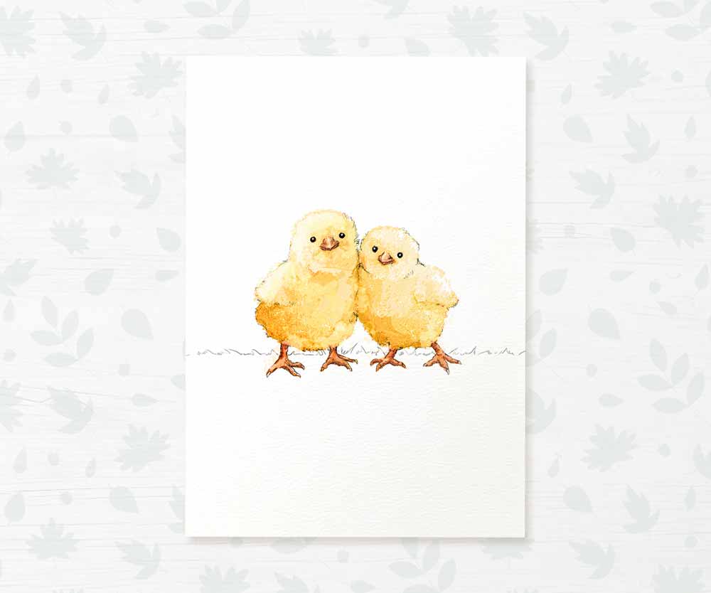 Chicks Farm Animal Nursery Print for Twins