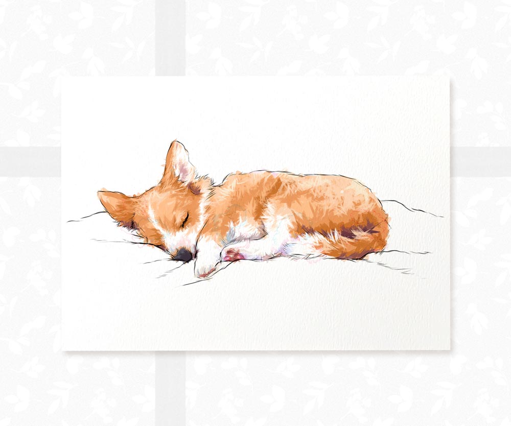 Dog Nursery Prints New Baby Shower Gift Boy Girl Corgi Lover Sleeping Wall Art Playroom Decor