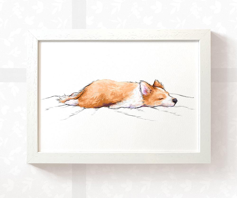 Corgi Splooting Print
