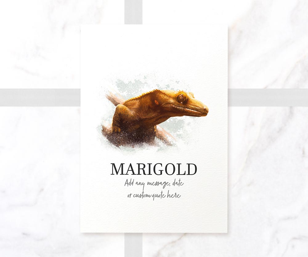 Crested Gecko Decor Poster New Pet Portrait Memorial Loss Christmas Gift Name Custom Wall Art Print