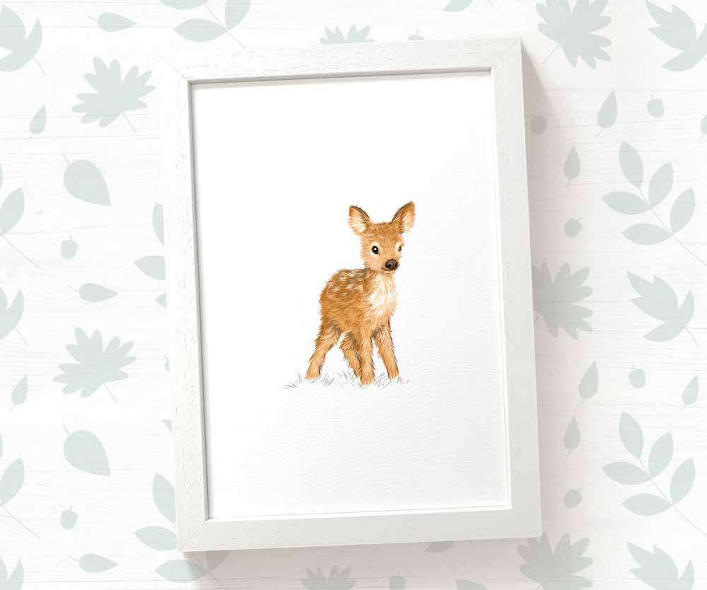 Deer Woodland Animal Nursery Print