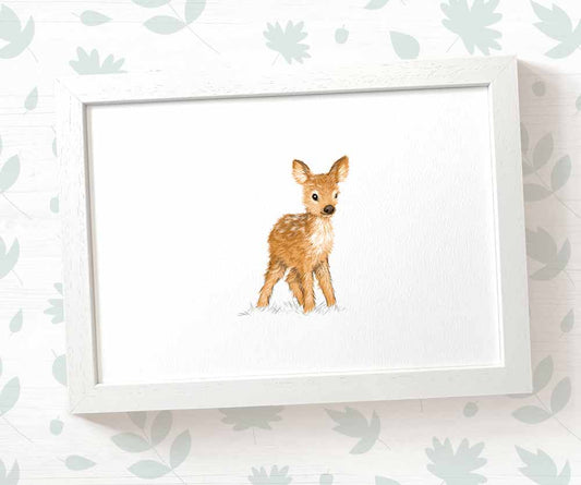 Deer Woodland Animal Nursery Print
