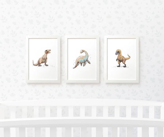Dinosaur Nursery Prints New Baby Shower Gift Boy Girl Childrens Wall Art Set Playroom Decor UK