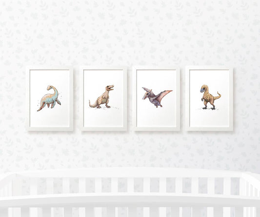Dinosaur Nursery Prints New Baby Shower Gift Boy Girl Childrens Wall Art Set Playroom Decor UK