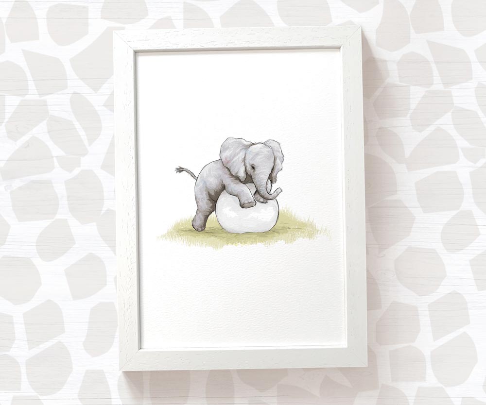 New Baby Gift Safari Nursery Decor Childrens Animal Wall Art Elephant Print Playroom Newborn First Birthday