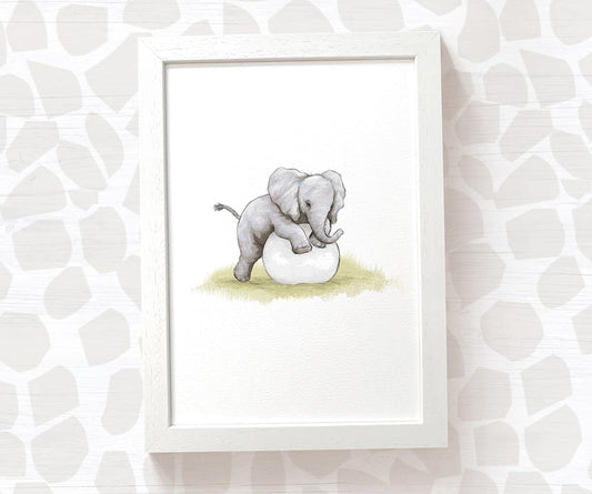 New Baby Gift Safari Nursery Decor Childrens Animal Wall Art Elephant Print Playroom Newborn First Birthday