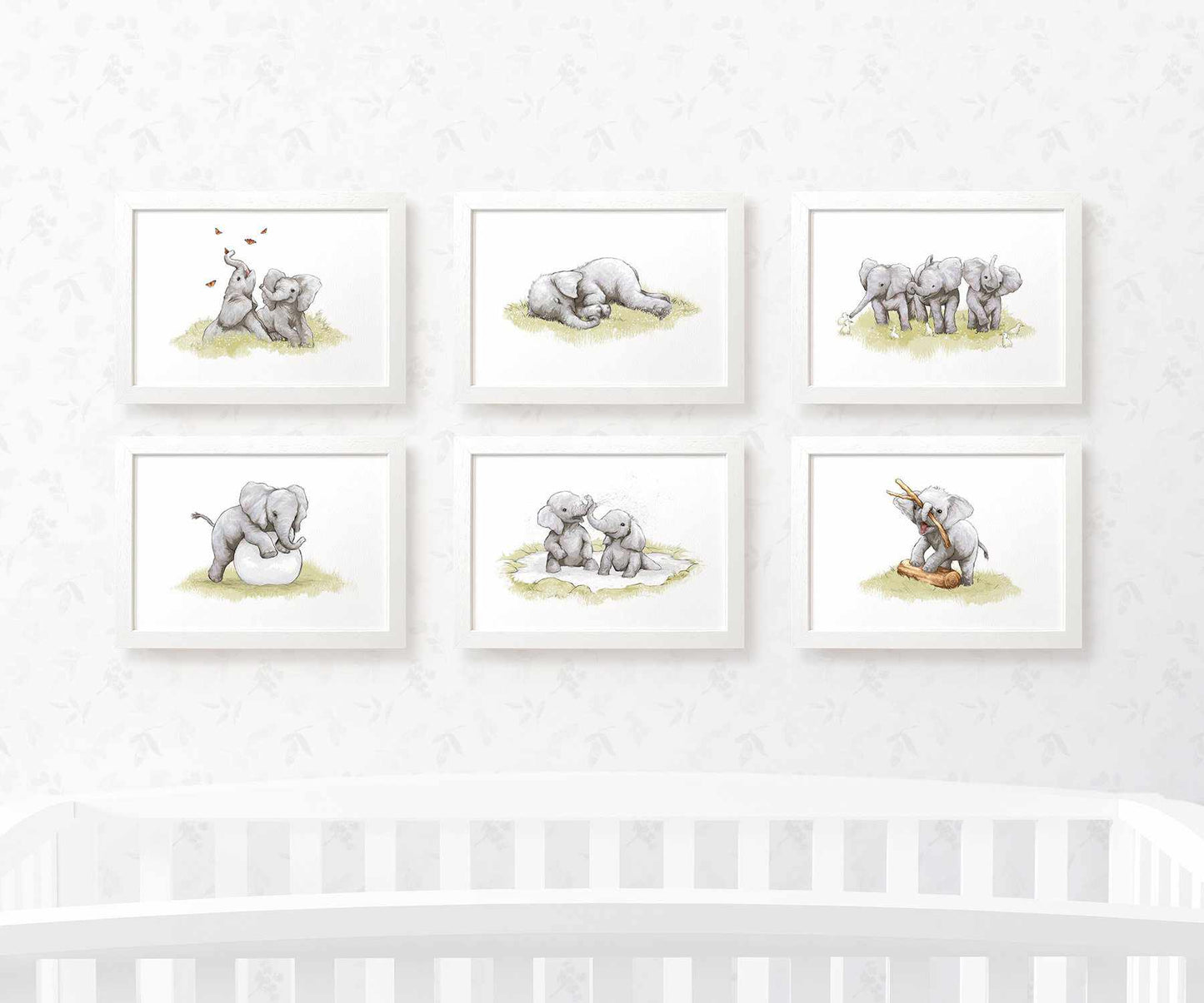 Safari Nursery Prints New Baby Shower Gift Boy Girl Elephant Animal Wall Art Set Playroom Decor