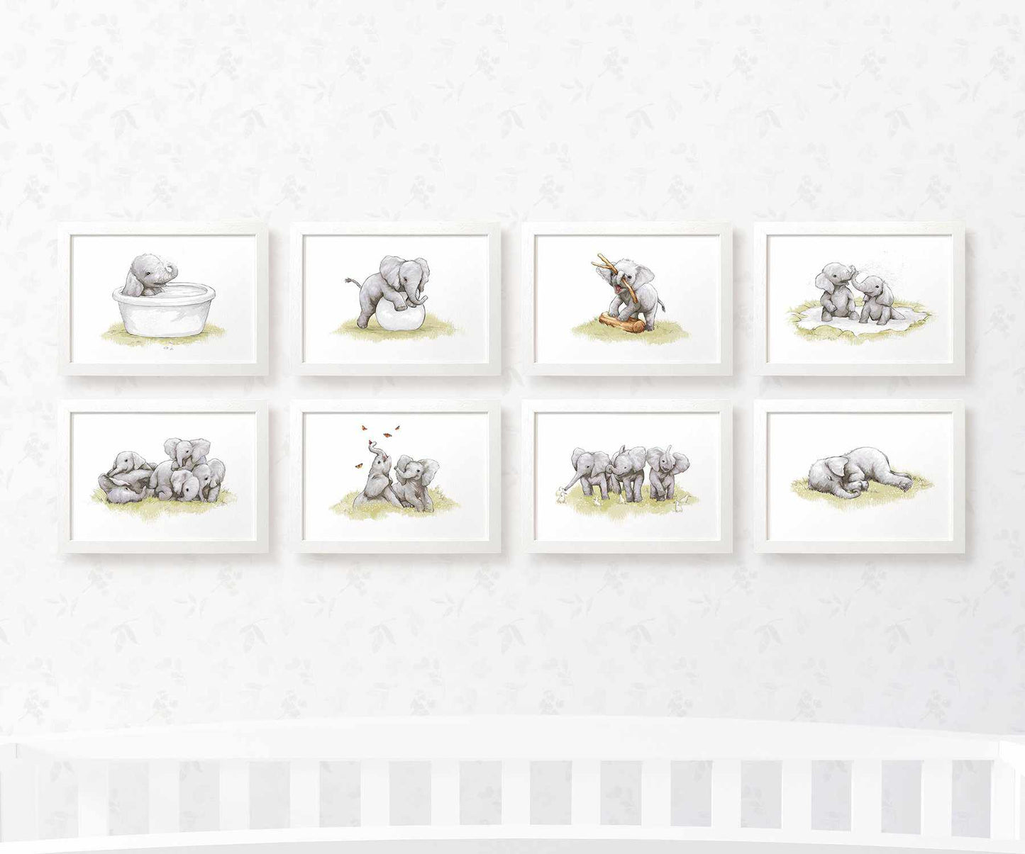 Safari Nursery Prints New Baby Shower Gift Boy Girl Elephant Animal Wall Art Set Playroom Decor