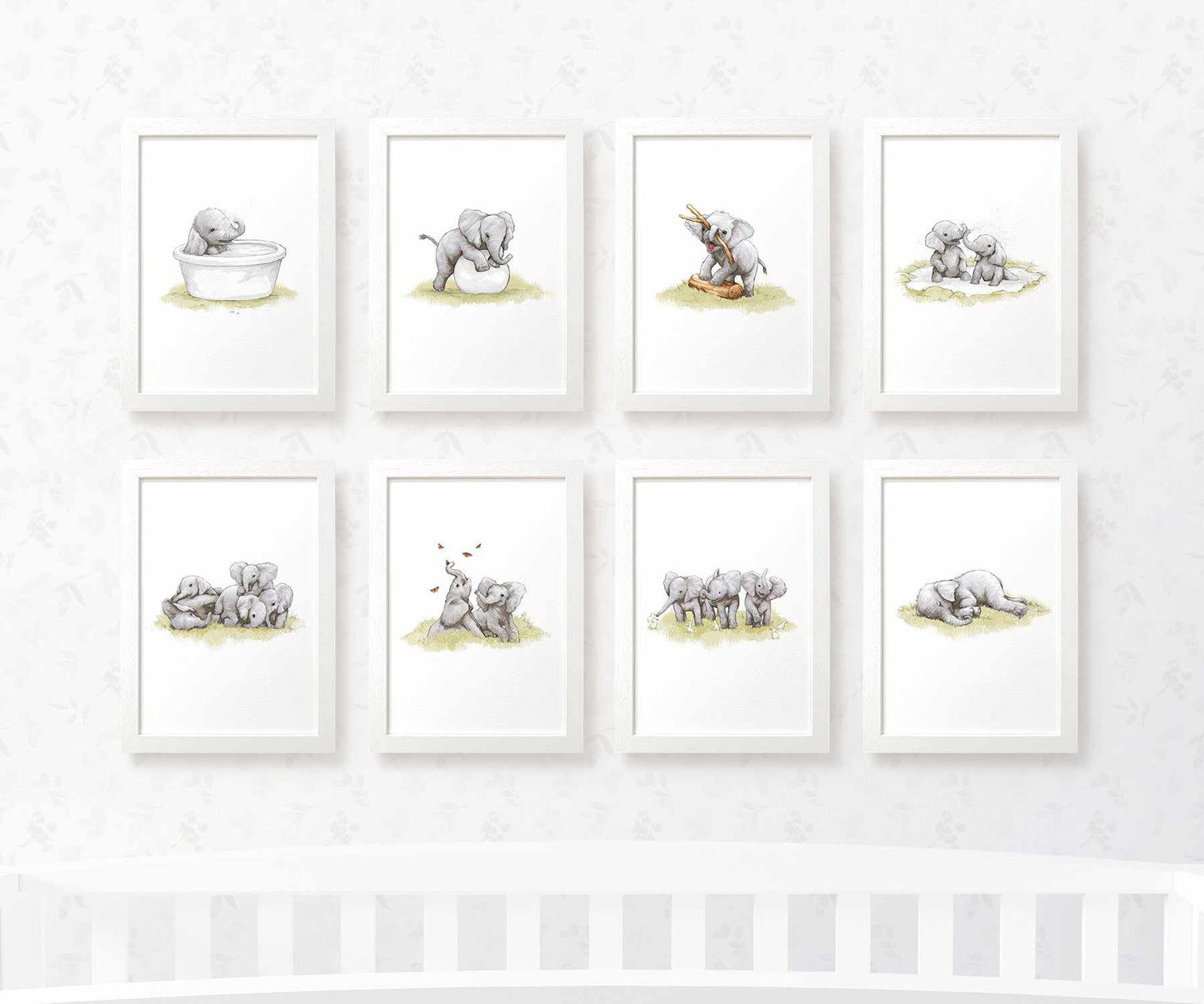 Safari Nursery Prints New Baby Shower Gift Boy Girl Elephant Wall Art Set Playroom Decor UK