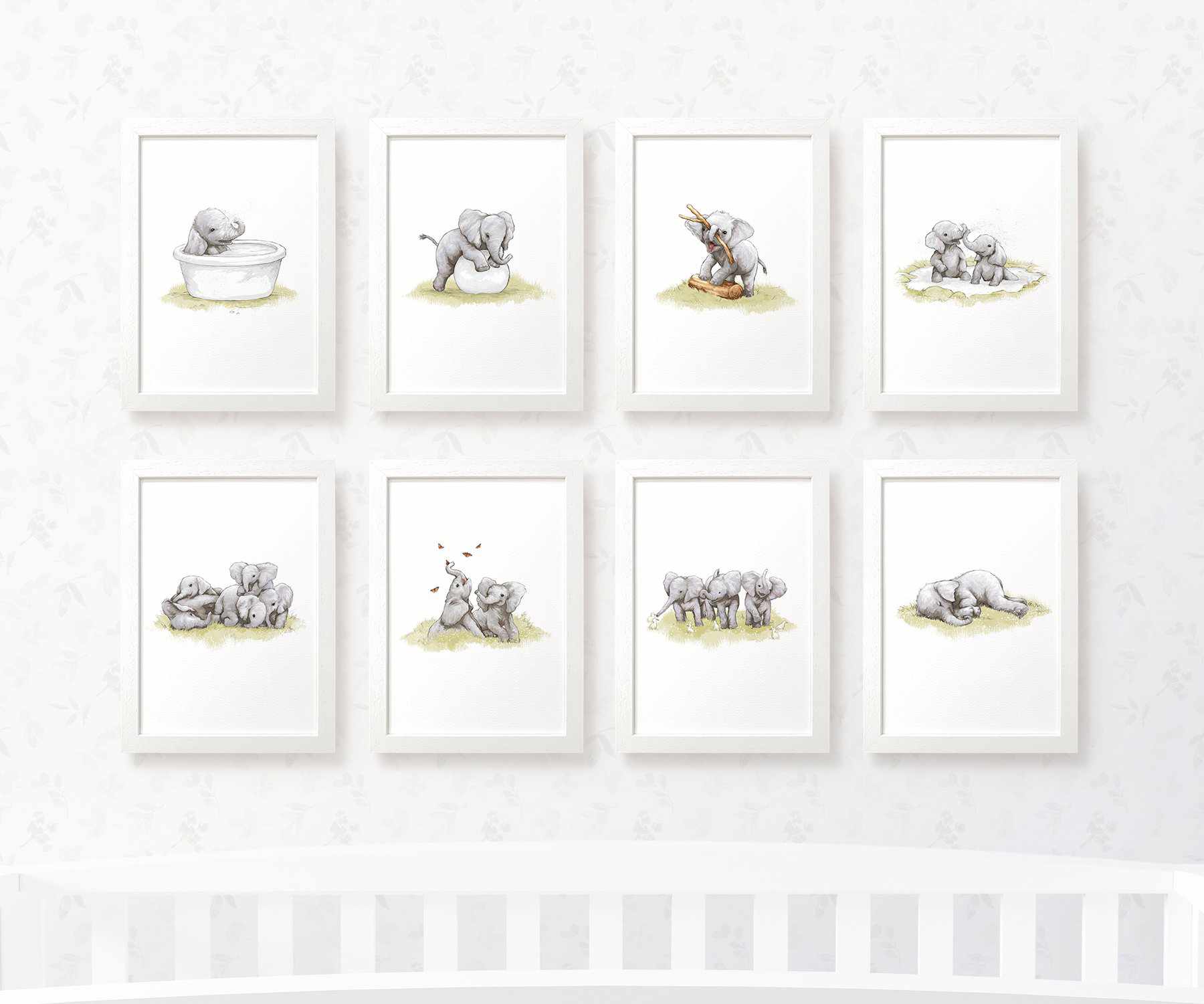 Safari Nursery Prints New Baby Shower Gift Boy Girl Elephant Wall Art Set Playroom Decor UK