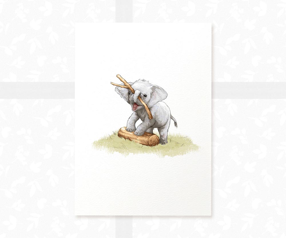 New Baby Shower Gift Safari Jungle Nursery Decor Animal Wall Art Elephant Print Newborn Boy Girl