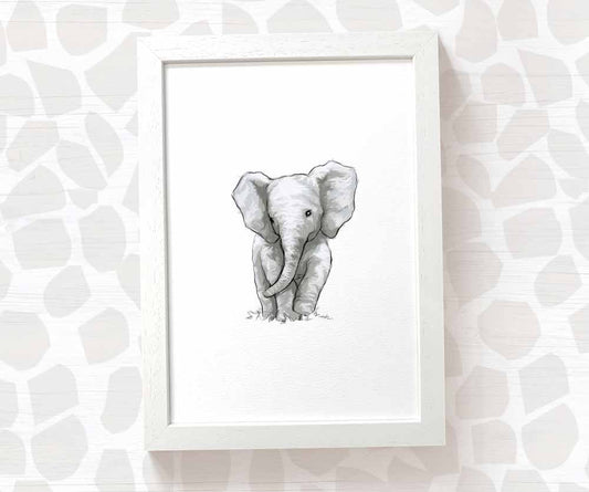 New Baby Gift Safari Nursery Decor Childrens Animal Wall Art Elephant Print Playroom Newborn First Birthday