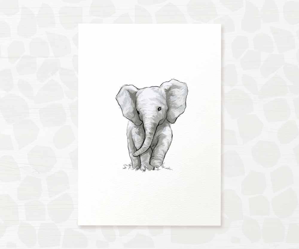 Safari Nursery Prints New Baby Shower Gift Boy Girl Elephant Animal Wall Art Set Playroom Decor