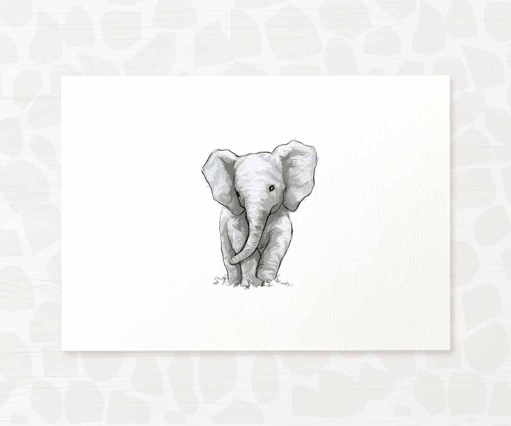 Safari Nursery Prints New Baby Shower Gift Boy Girl Elephant Animal Wall Art Set Playroom Decor