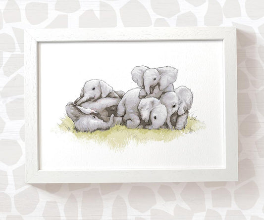 New Baby Gift Safari Nursery Decor Childrens Animal Wall Art Elephant Print Playroom Newborn First Birthday
