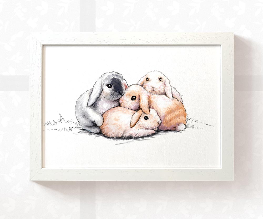 Rabbit Family of Four Print