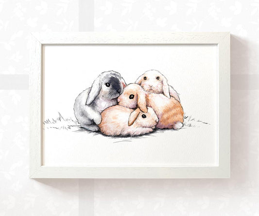 Rabbit Family of Four Print