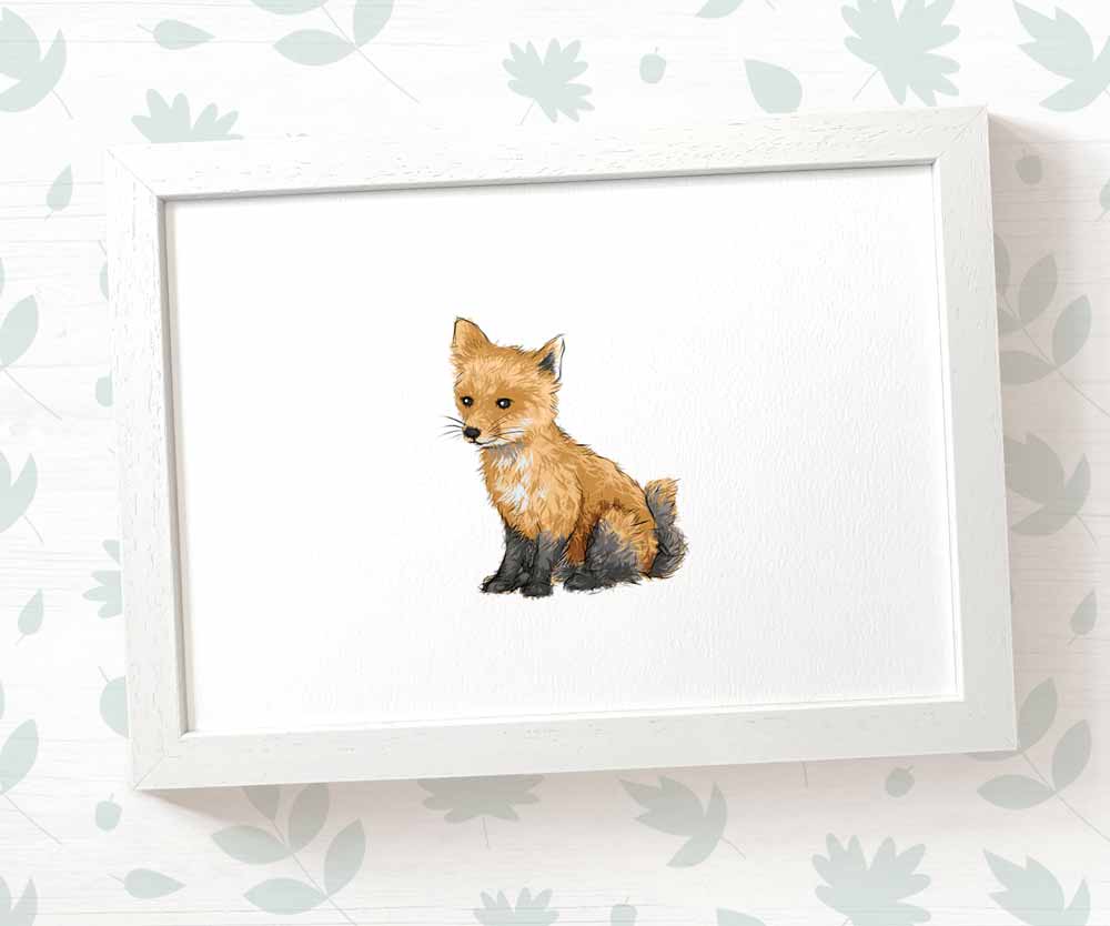 Fox Woodland Animal Nursery Print