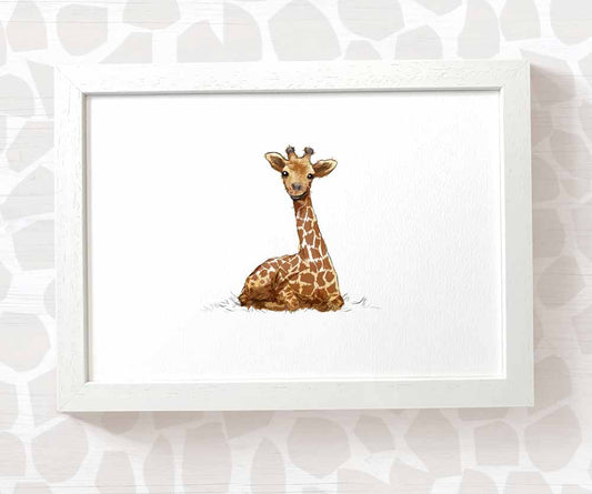 New Baby Gift Safari Nursery Decor Childrens Animal Wall Art Giraffe Print Playroom Newborn First Birthday