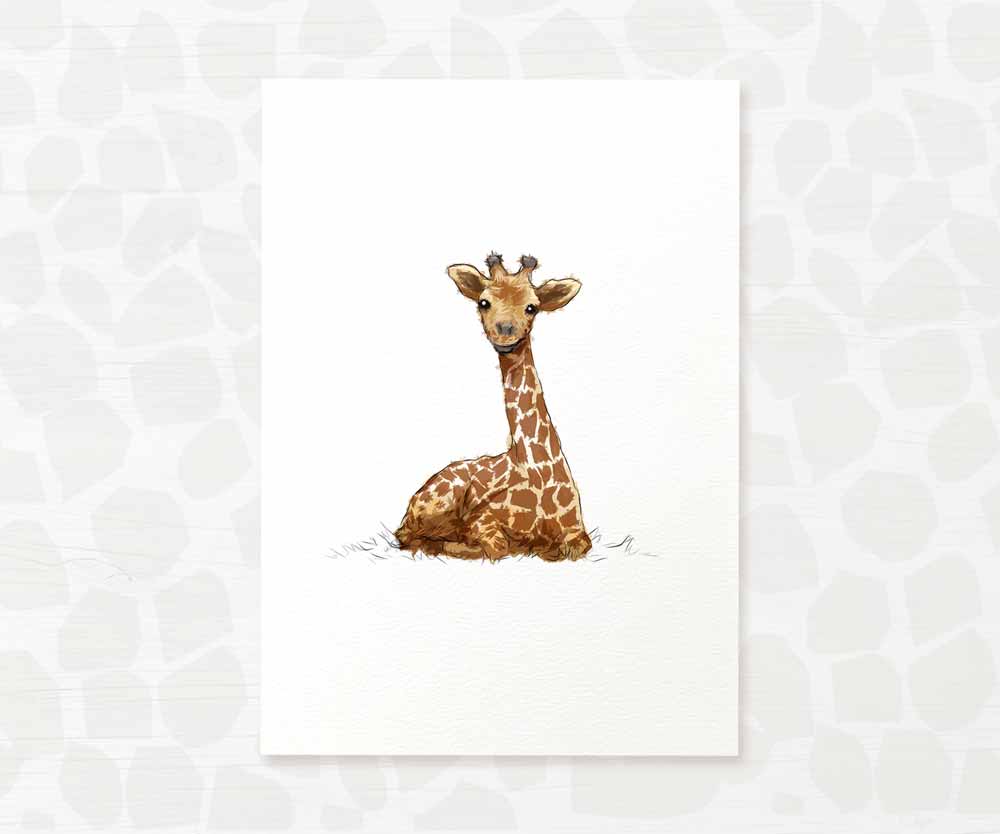 Safari Nursery Prints New Baby Shower Gift Boy Girl Giraffe Animal Wall Art Set Playroom Decor
