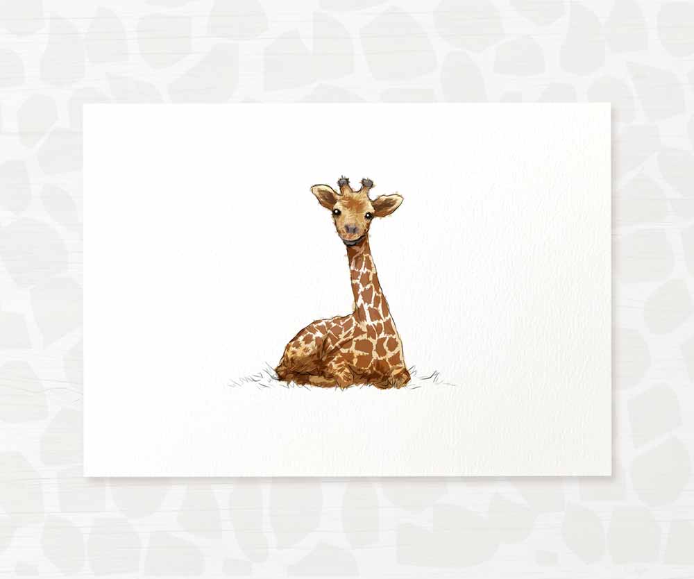 Safari Nursery Prints New Baby Shower Gift Boy Girl Giraffe Animal Wall Art Set Playroom Decor