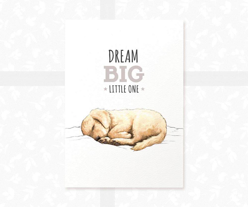 Golden Retriever Dog Nursery Print "Dream Big Little One"