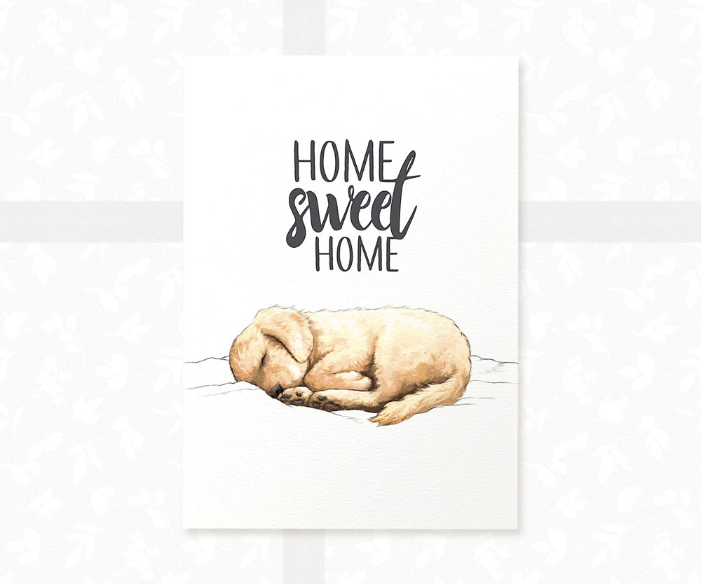 Golden Retriever Sleeping Print "Home Sweet Home"